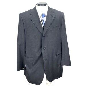 Canali Men's Suit Jacket Size 56R (US 44) Pure Wool Gray Made In Italy